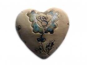 Heart flower imprint blue